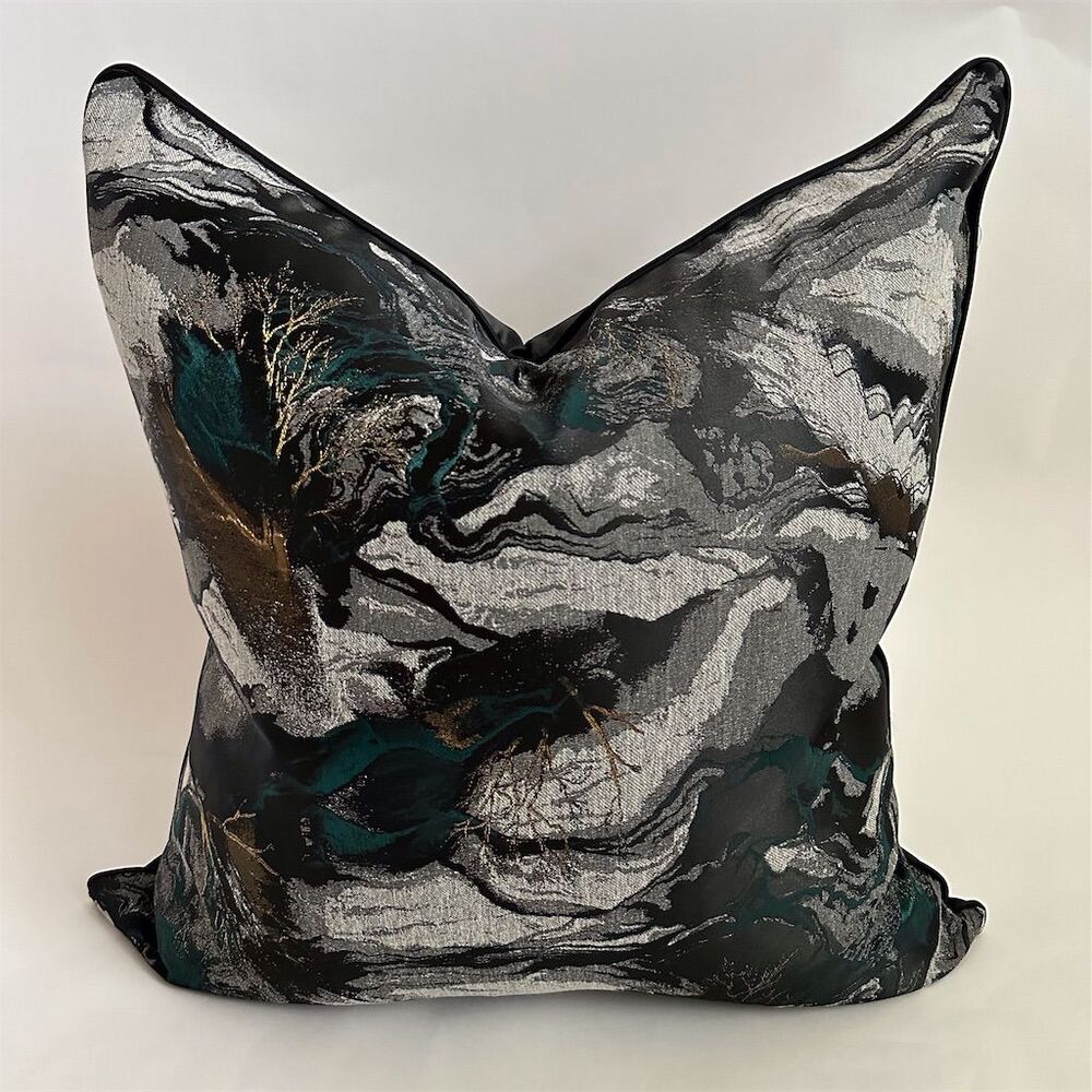 Oversized Abstract Marble Geometric Cushion Cover Multicolor Square 24x24